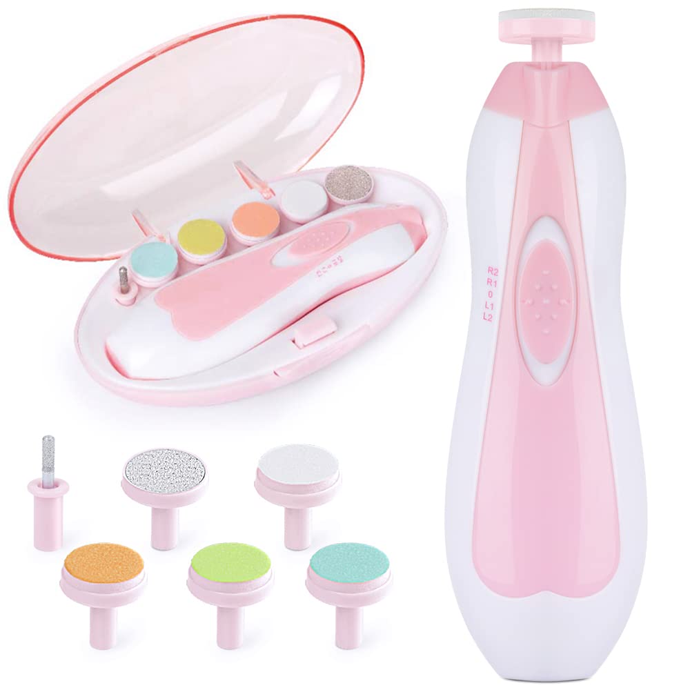 Baby Nail Trimmer New Born Electric Baby Nails Cutter with 6 Different Detachable Heads - 4 Working Modes - 360 Degree Moderate Rotating view 2