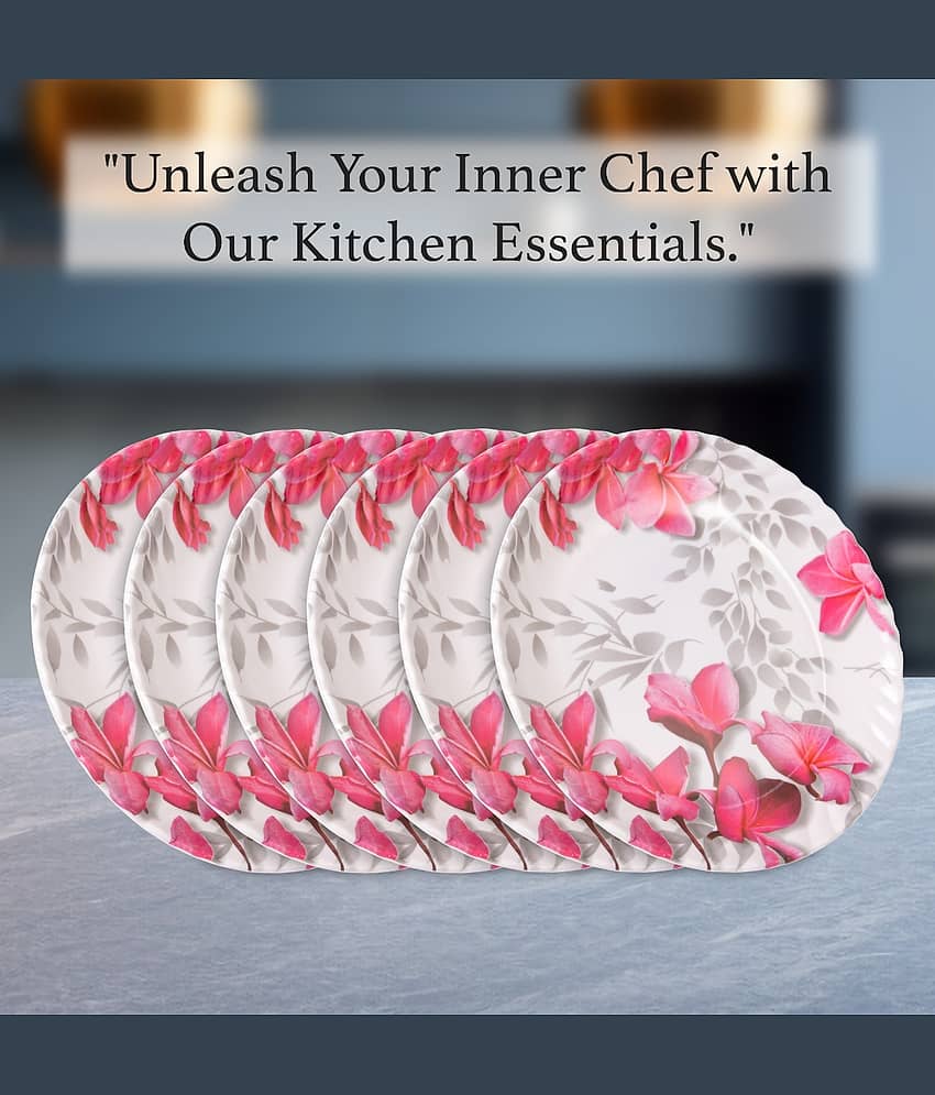 HomePro Royal 6 Full Plate 11" Flower Pink Melamine Dinner Set ( Pack of 6 ) view 2