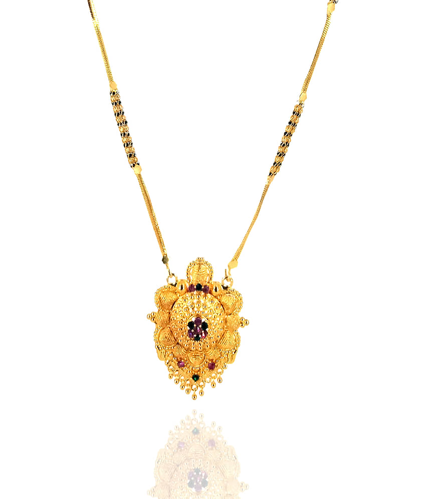 H M PRODUCT GOLD PLATED ROYAL DESIGN MANGALSUTRA FOR WOMEN-100128 view 2