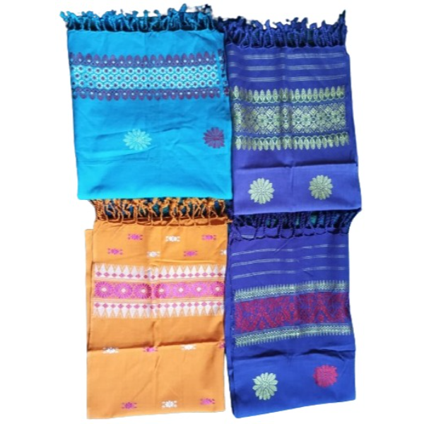 Handmade Cotton Dupatta - Light Orange view 2
