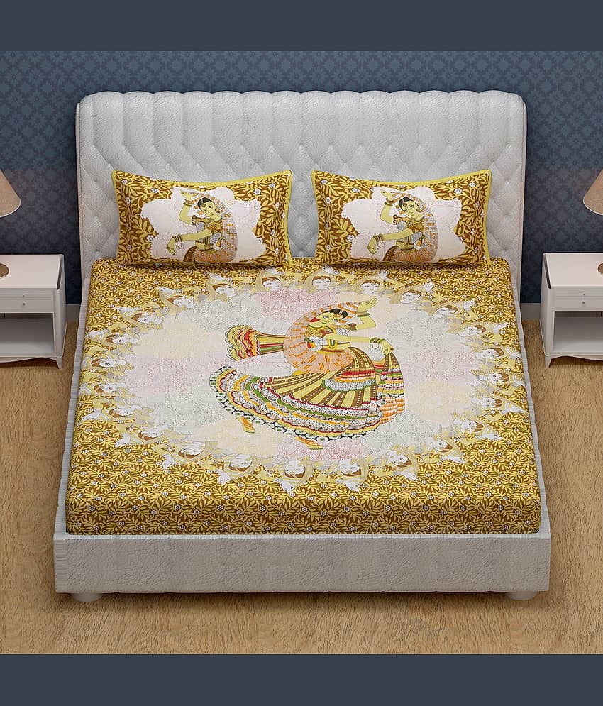 Cosito Cotton 1 Double Bedsheet with 2 Pillow Covers ( Brown ) view 2