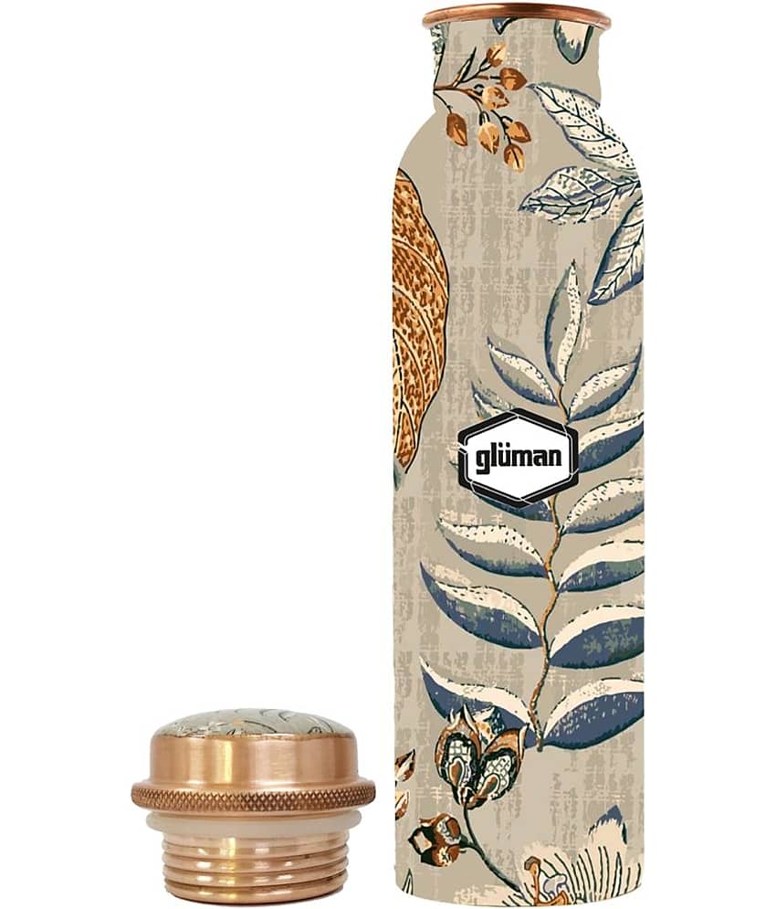 Gluman Natura Printed Copper Cream Water Bottle 950 mL ( Set of 1 ) view 2