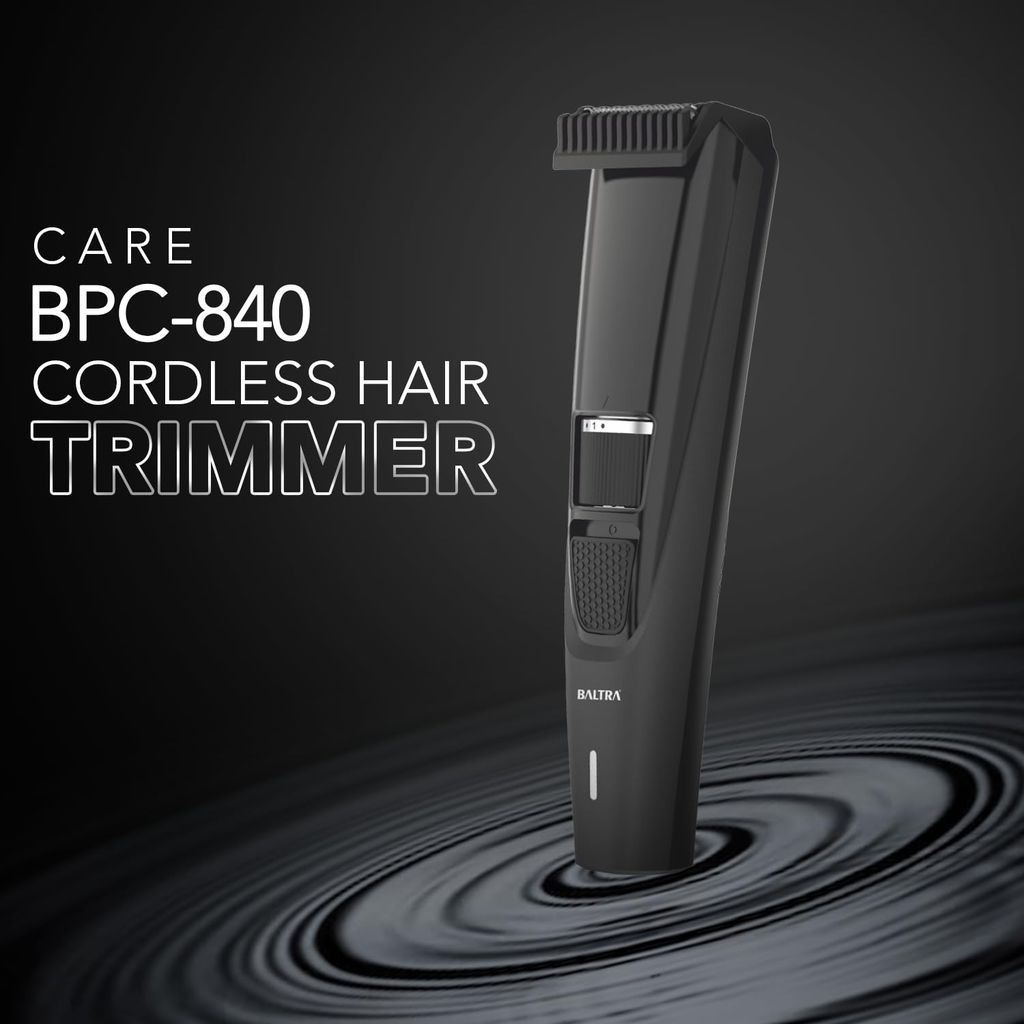 BALTRA Care Beard Trimmer For Men | 90 Minutes Runtime | Self Sharpening Blades | Adjustable Length | Rechargeable & Cordless Men's Beard Mustache Trimming & Body Hair Trimmer | 2 Year Warranty, Black view 2