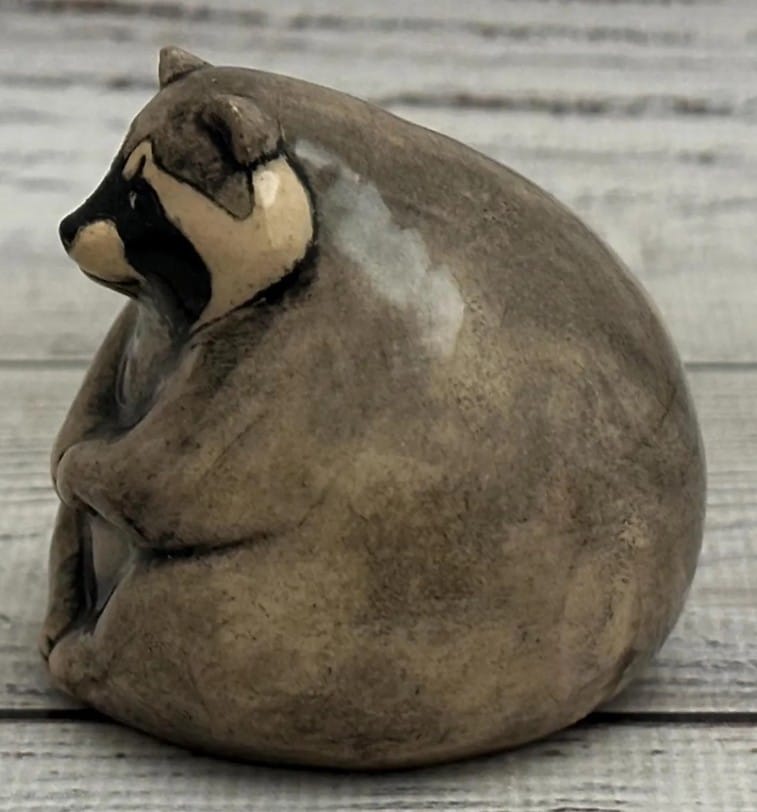 Ceramic Figurine Raccoon 2.36" Collectable Ceramic Sculpture One Of Kind Home & Garden Decor Gift for Her Real Artwork Vladimir Butcanov view 2