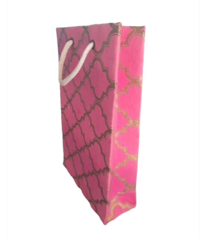 Small Pink and Gold Gift Bag with Rope Handles view 2