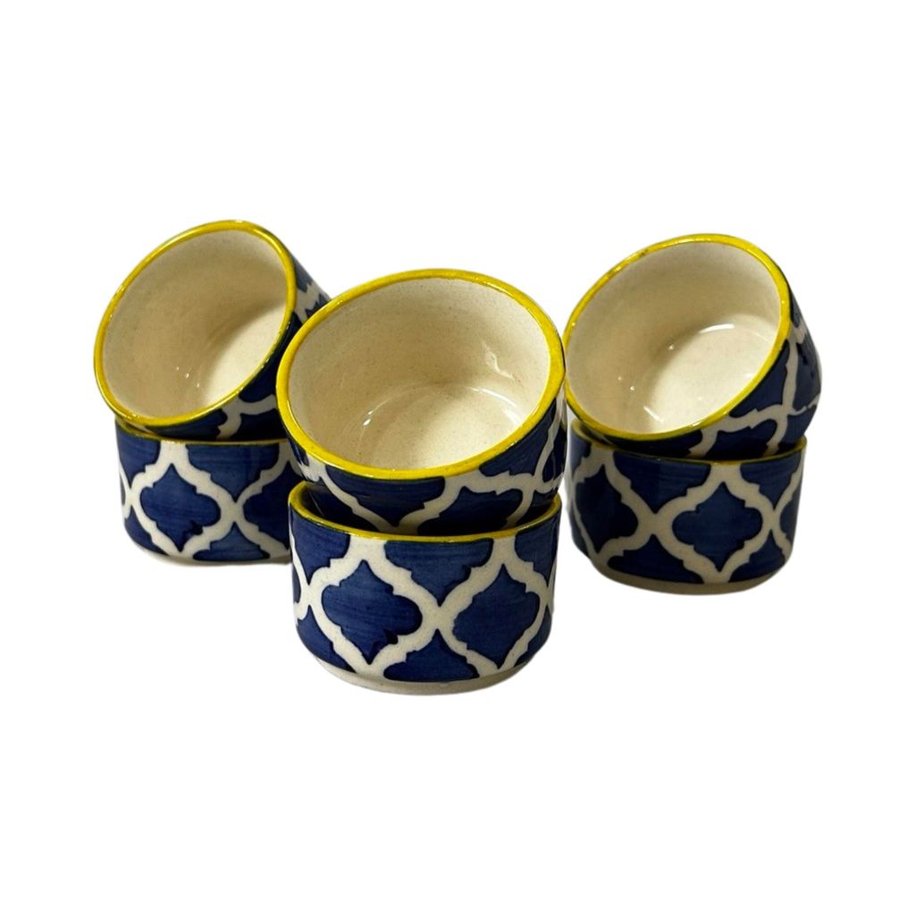 Ceramic Dining Yellow Blue Moroccan Ceramic 50ml Dip Bowls Set of 6 view 2