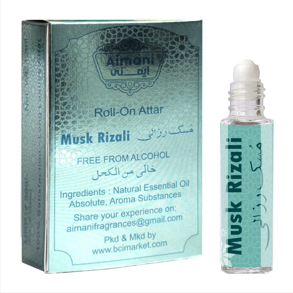 Aimani Misk Rijali | Musk Rizali Luxury Attar Perfume | 100% Alcohol Free Long Lasting Liquid Roll-On Attar, 6ml for Unisex view 2