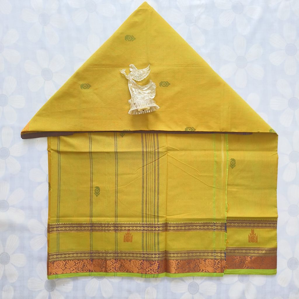Cotton Saree without Blouse -Mango Design view 2
