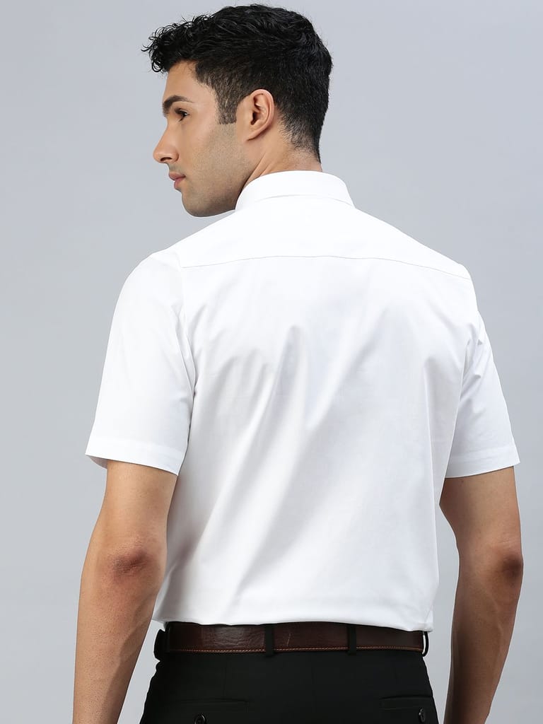 Mens 100% Cotton White Shirt Half Sleeves Classic Cotton view 2