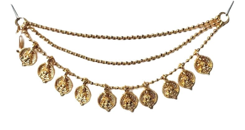 Delicate Gold-Plated Leaf Design Maang Tikka for Women view 2