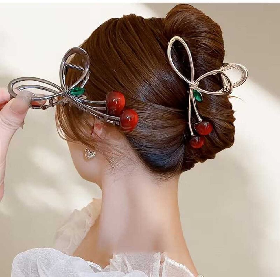Elegant Cherry Bow Metal Hair Claw view 2