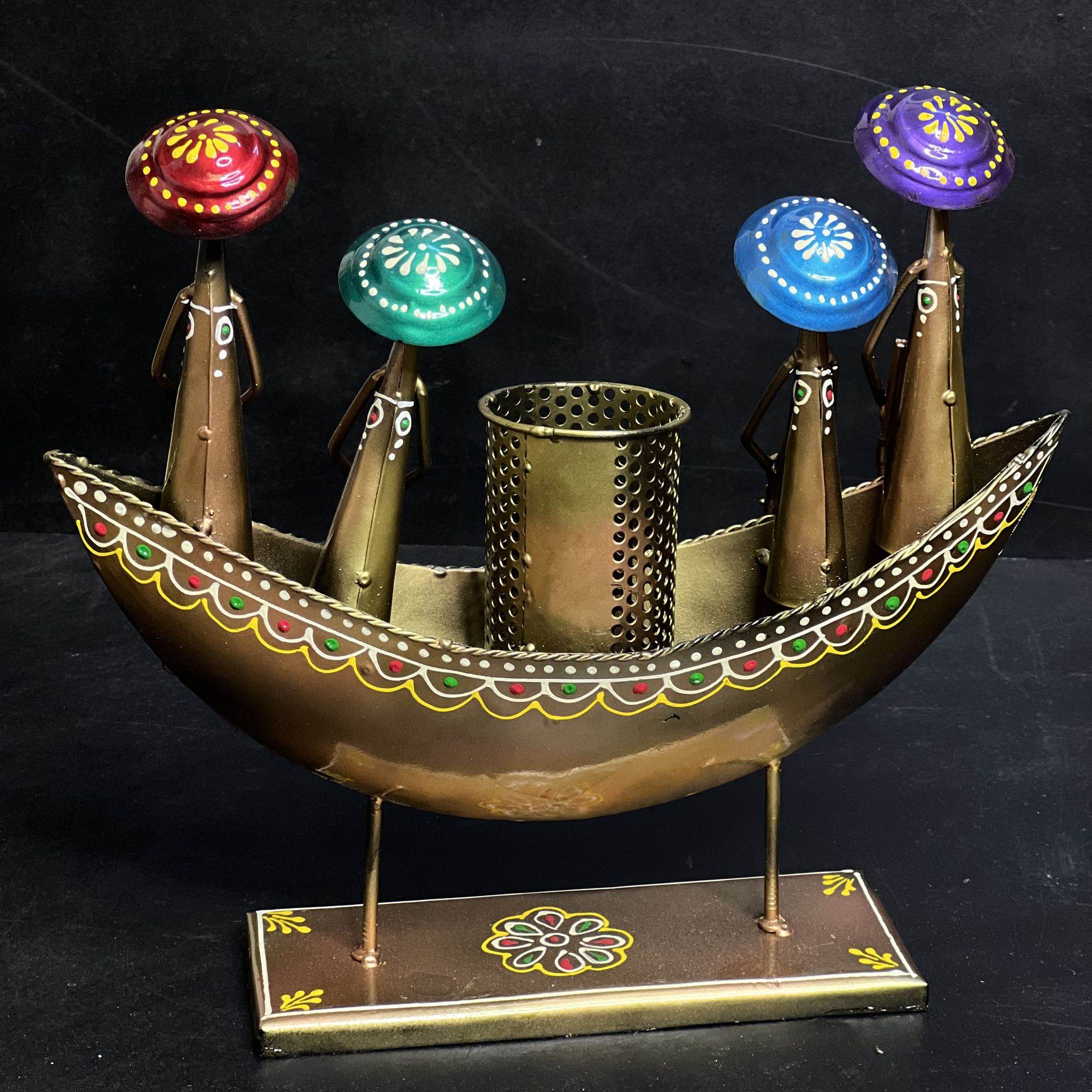 ANTIQUE GOLDEN BOAT WITH PEN STAND DECORATIVE ITEM AND SHOWPIECES HOME DECOR / RESTAURANT DECOR/ OFFICE DECOR/ TABLE DECOR/DRAWING ROOM DECOR / GIFT ITEM view 2