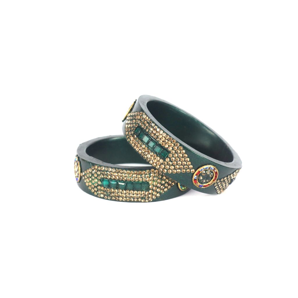FHS Handmade Rajasthani Lac Bangles - Green (piece 2) view 2