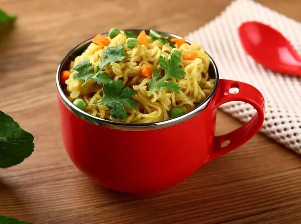 VillWin Noodles Bowl with Inner Stainless Steel Soup Bowl and Spoon Holder, Light Weight, Stackable, Perfect for Noodles, Maggie soups-500ml view 2