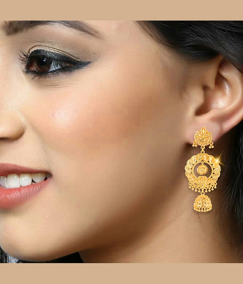 VIVASTRI Golden Jhumki Earrings ( Pack of 1 ) view 2