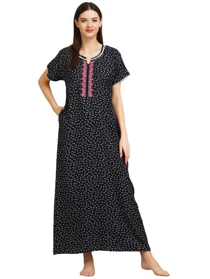 KOI Alpine Nightgown with Floral Embroidery-Pink XL