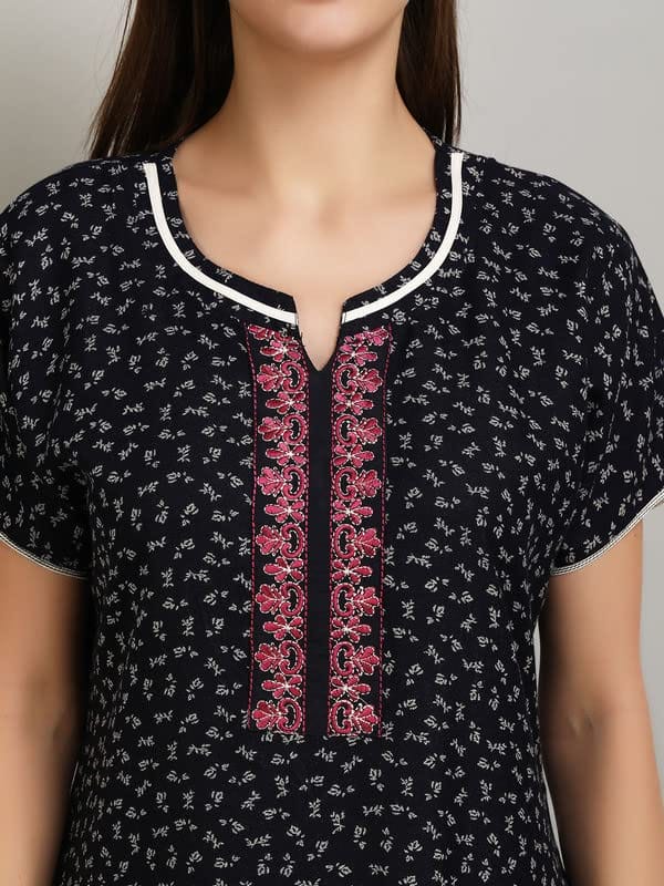 KOI Alpine Nightgown with Floral Embroidery-Pink XL view 2