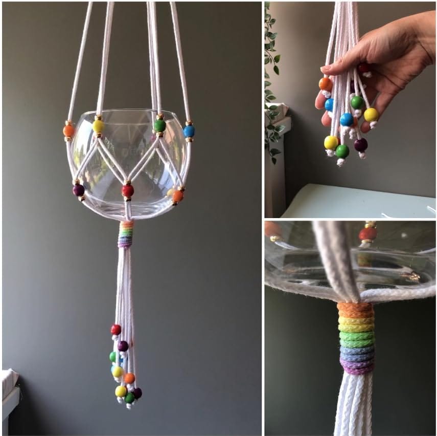 The brown box-Macrame Plant Hanger Making kit,Adjustable Beaded Plant Hanger,DIY Kit,Craft kit for Adults and Beginners,Boho Macrame Kit,Hobby kit. view 2