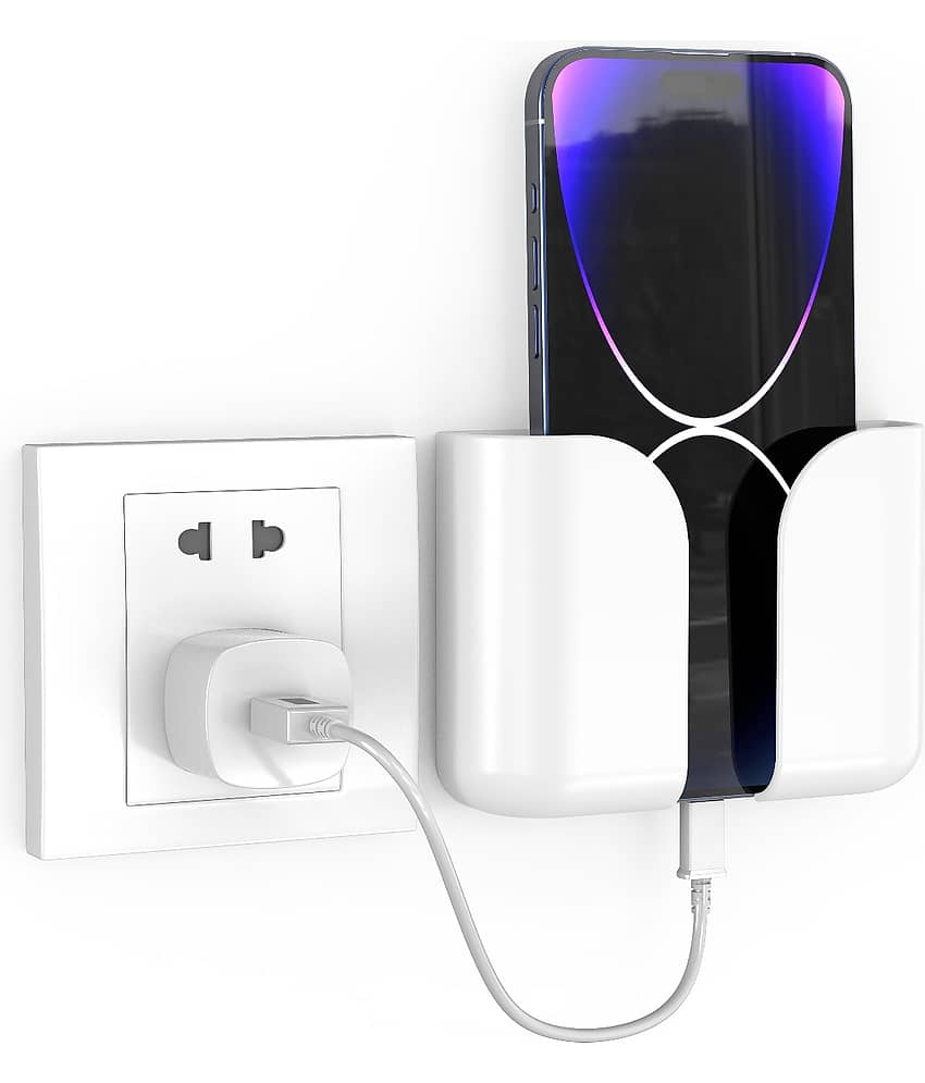 ELV Wall Mount Phone Holder | Smartphone Wall Mount Stand with Strong Adhesive | Anti-Slip Silicone, Cable Slot for Easy Charging view 2