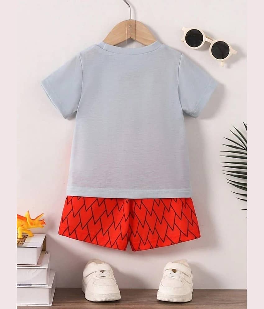 ODIMENT Pack of 1 Unisex Cotton T-Shirt & Shorts Set ( Orange ) view 2