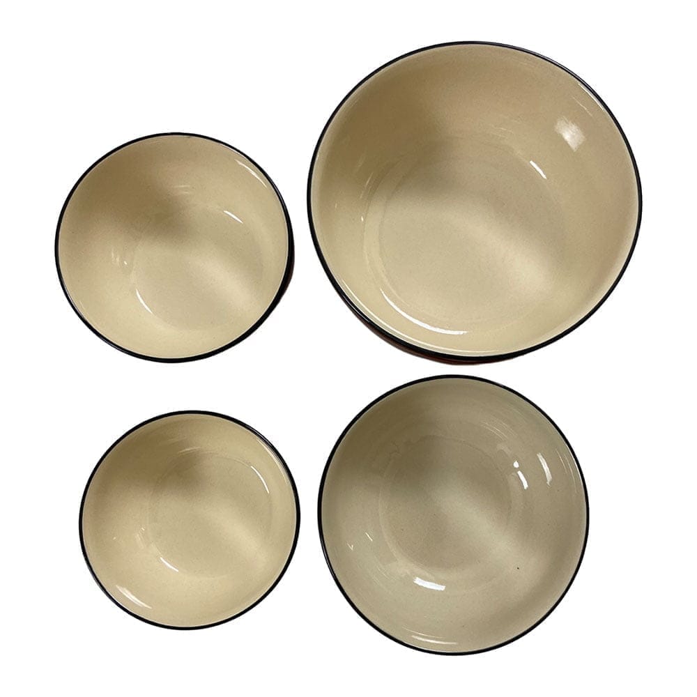 Ceramic Dining Royal Brown & White Handcrafted Ceramic Serving Bowls Set of 4 || Dinner Serving Bowls 1000ml, 700ml, 500ml, 300ml view 2