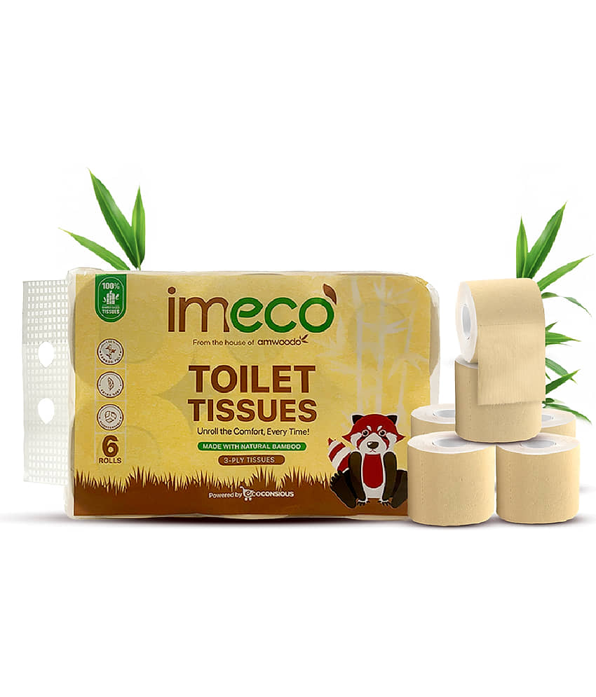 Bamboo Toilet Tissue Rolls 960 Pulls (160 Pulls x 6 Rolls) | 3 Ply Unbleached Toilet Paper Roll