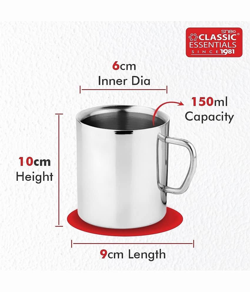 Classic Essentials - Silver Steel Coffee Mug ( Pack of 6 ) view 2