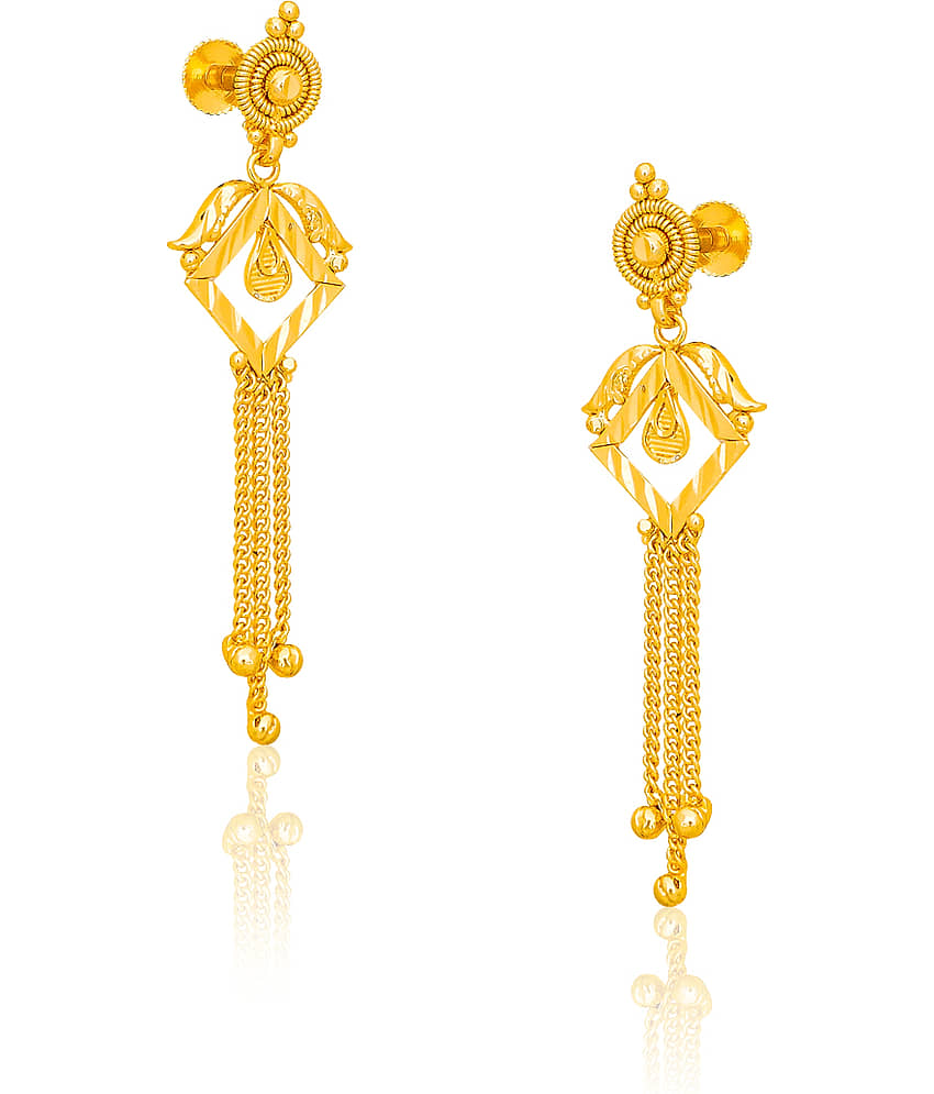LUV FASHION Golden Stud Earrings ( Pack of 1 ) view 2