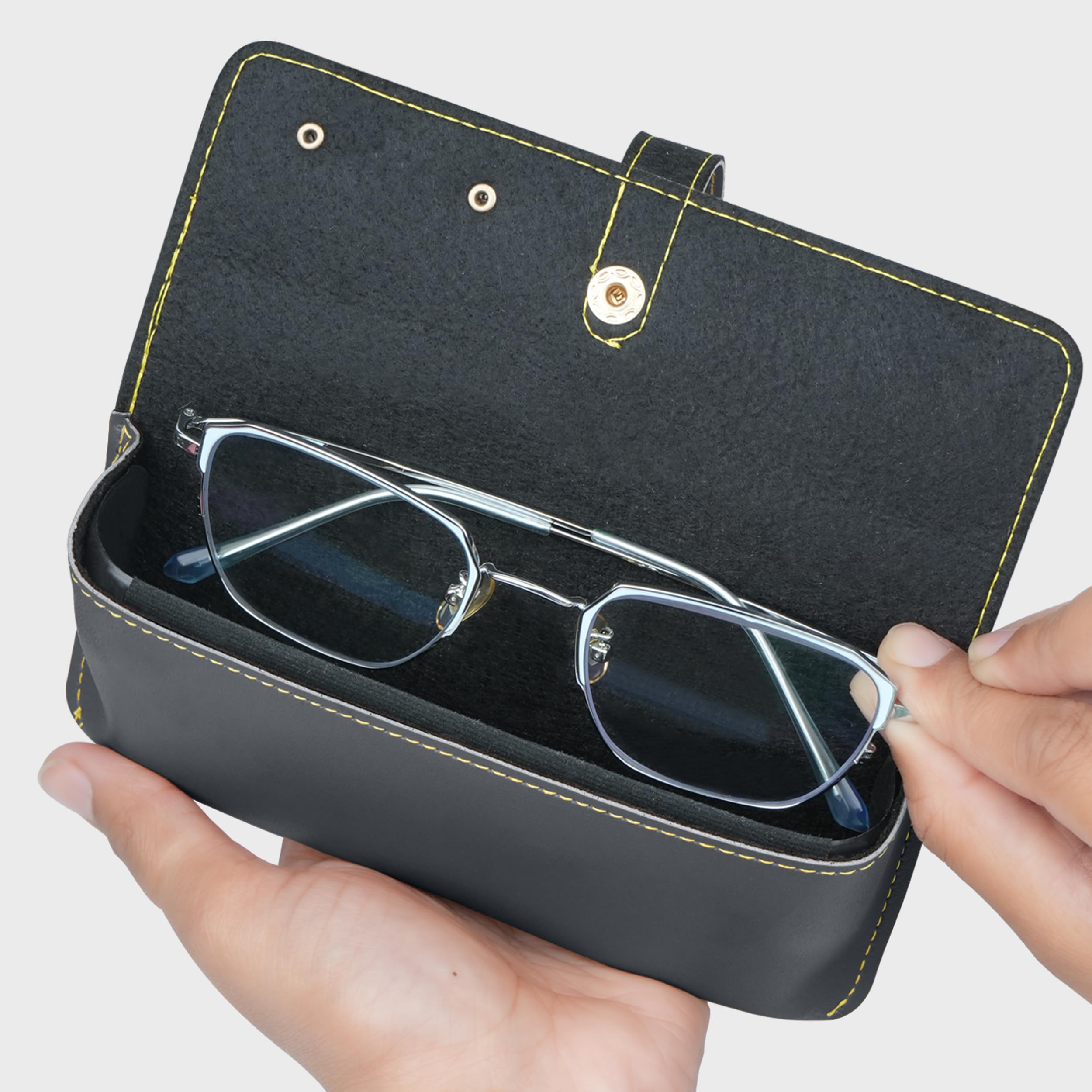The Wallet Store Leather Eyewear Case for Men & Women Specs Cover - Grey view 2