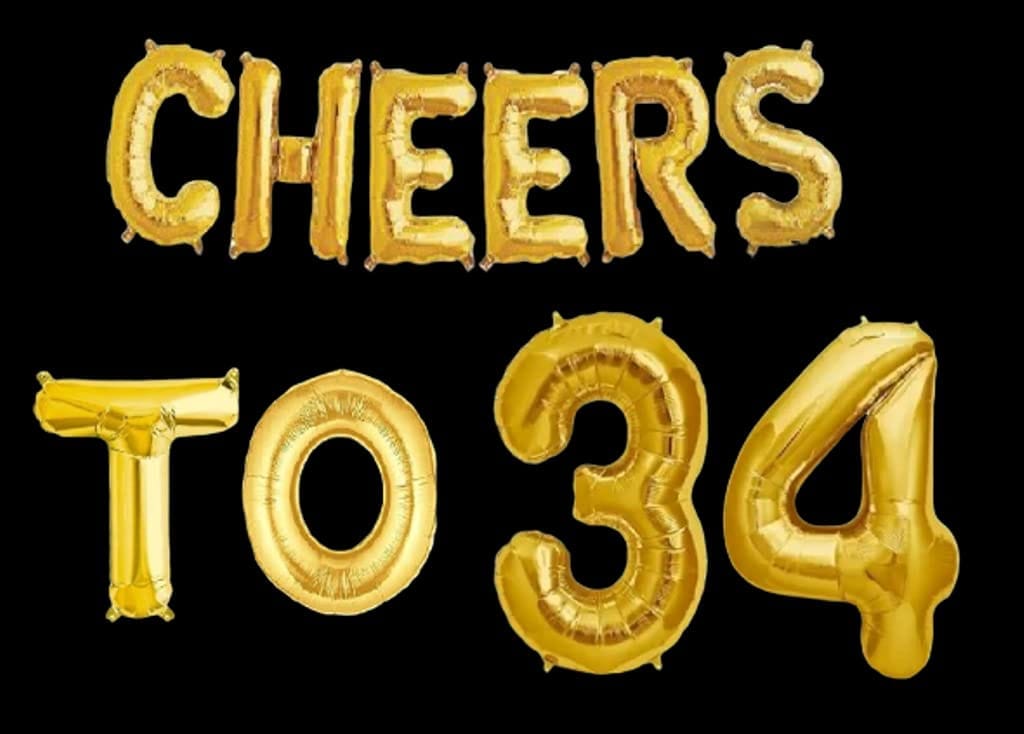 Partyzon Gold Cheers to Birthday Foil Balloon Combo Party Decoration for Anniversary Celebration 16 Inches view 2