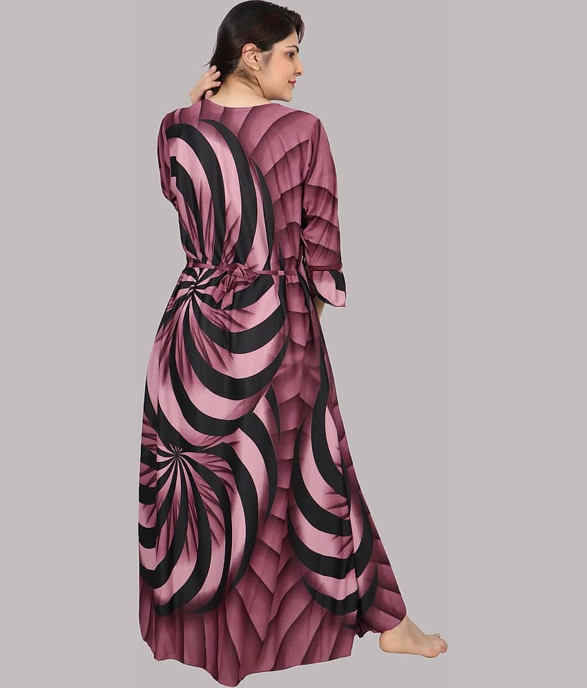 PURSA - Wine Satin Women's Nightwear Nighty & Night Gowns ( Pack of 1 ) view 2