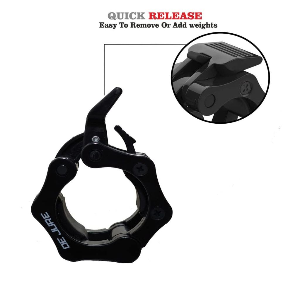 De Jure Fitness Olympic Rod Lock Barbell Clamp Collar Quick Release Pair of Locking Weight Clips Fit 2 Inch Barbell Lock for Workout, Weightlifting, Fitness & Strength Training view 2