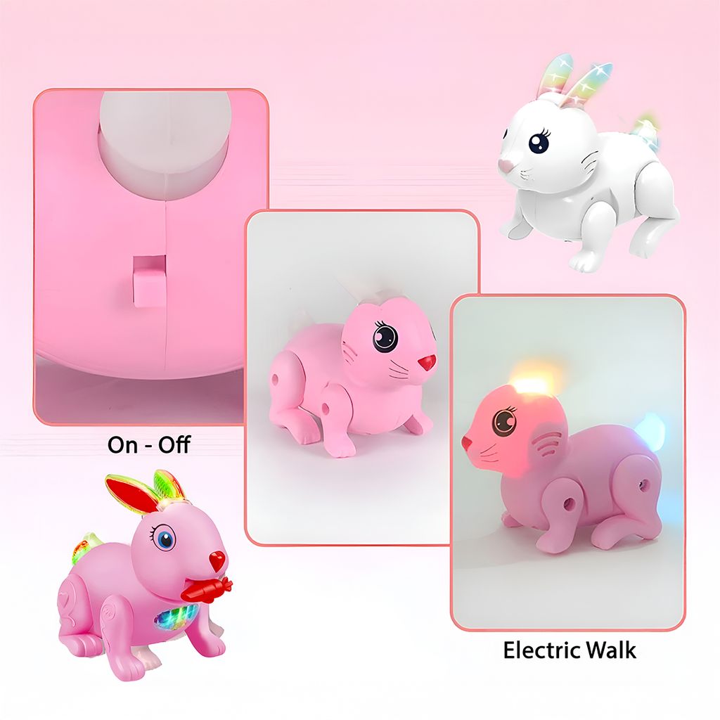 Kids Interactive Walking Rabbit Toy | Adorable Walking Rabbit Toy for Toddlers | Battery Powered Interactive Walking Rabbit Toy | Battery Powered Moving Bunny with Sounds | Plastic Walking Rabbit Toy for Children view 2