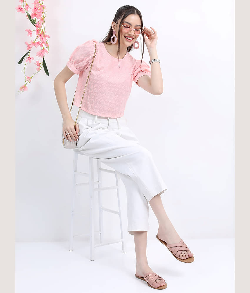 Vishudh Women's Cotton Blend Regular Top ( Pink ) view 2