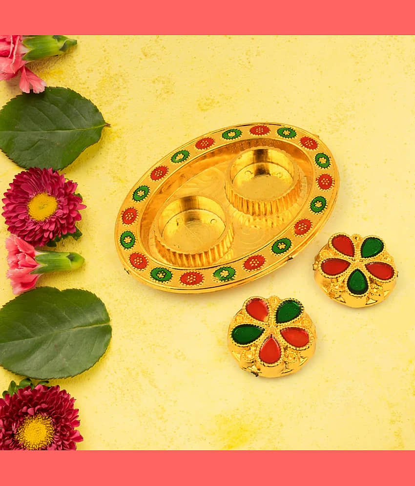 Oval Shape haldi kumkum dish view 2
