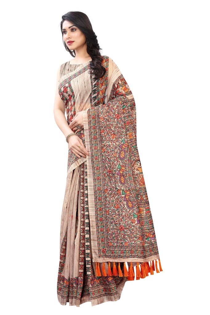 Silk Zone Women's Chanderi Cotton Saree With Blouse Piece view 2