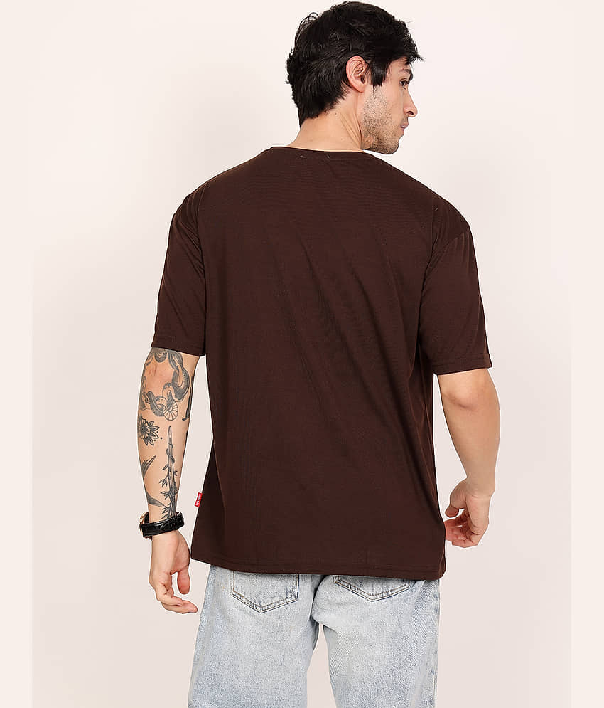 Leotude Men Cotton Blend Oversized Fit Printed T-Shirt ( Red ) view 2