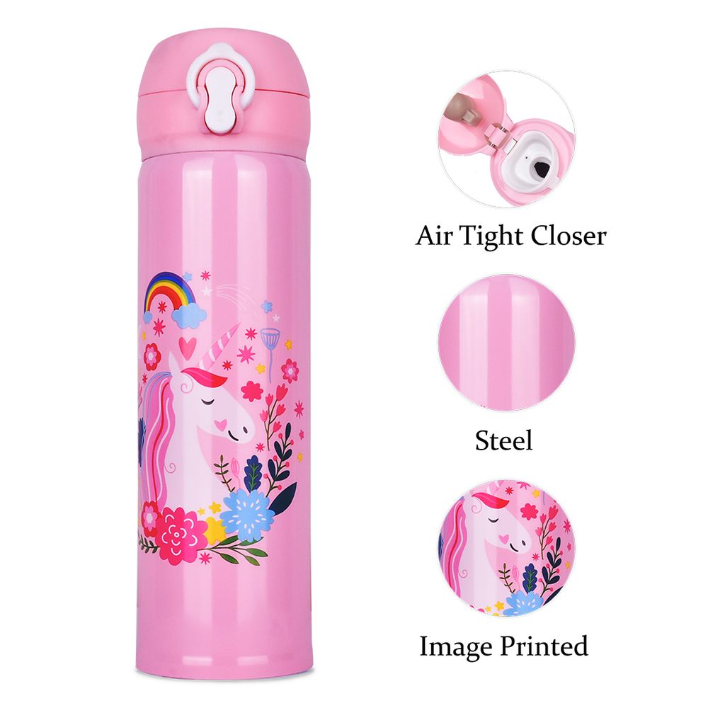 Unicorn Water Bottles | Pink Unicorn Water Bottle | Stainless Steel Unicorn Water Bottle | Kids Water Bottle | Children's Water Bottle | Cute Water Bottle | School Kids Water Bottle | Glitter Unicorn Water Bottle view 2