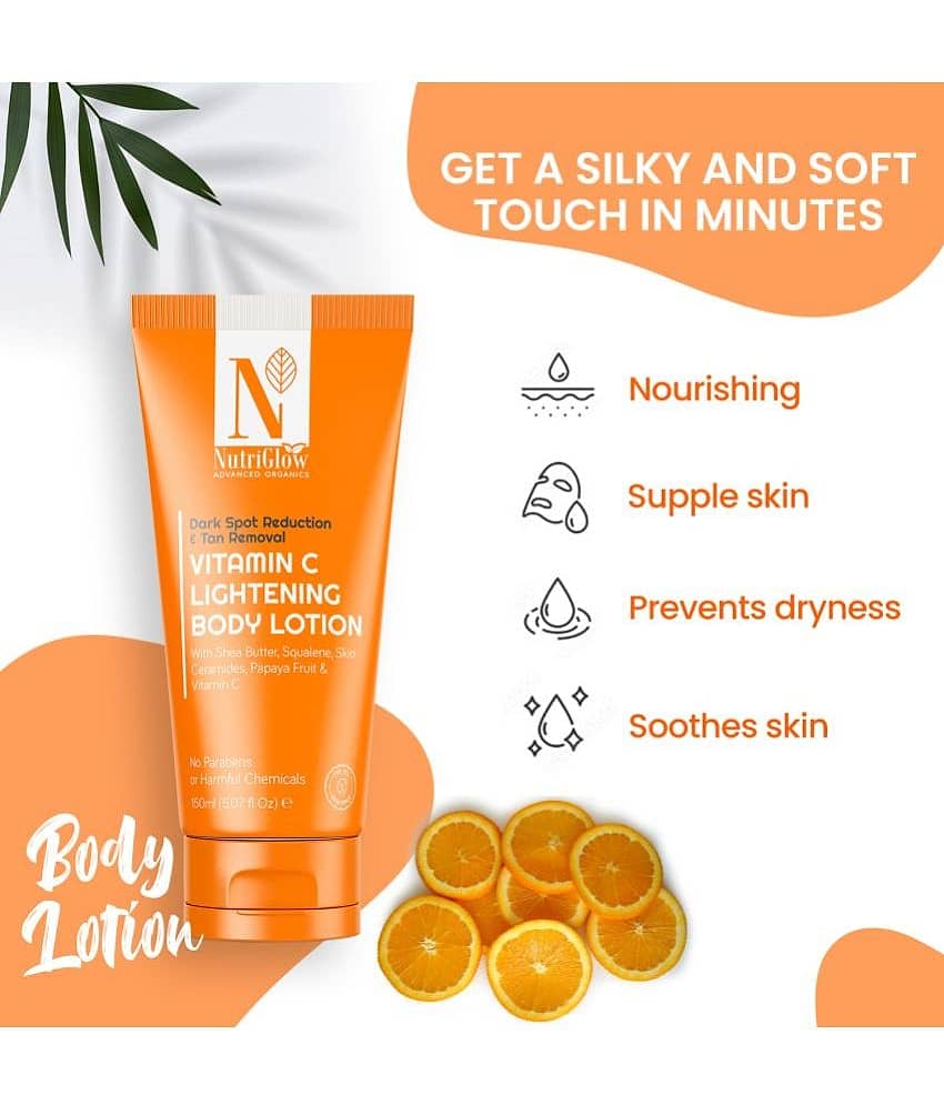 Nutriglow Advanced Organics Vitamin C Lightening Body Lotion for Deep Moisture, Brightening- Men and Women, 150mL view 2