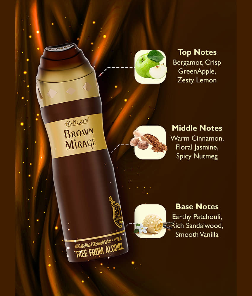 Al-Nuaim Brown Mirage Alcohol Free Deodorant Deodorant Spray for Unisex 100 ml ( Pack of 2 ) view 2