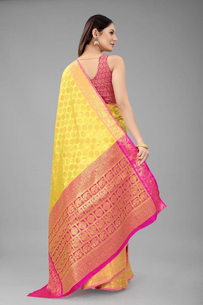 Silk Zone Women's Banarasi Silk Woven Saree With Unstiched Blouse Piece view 2