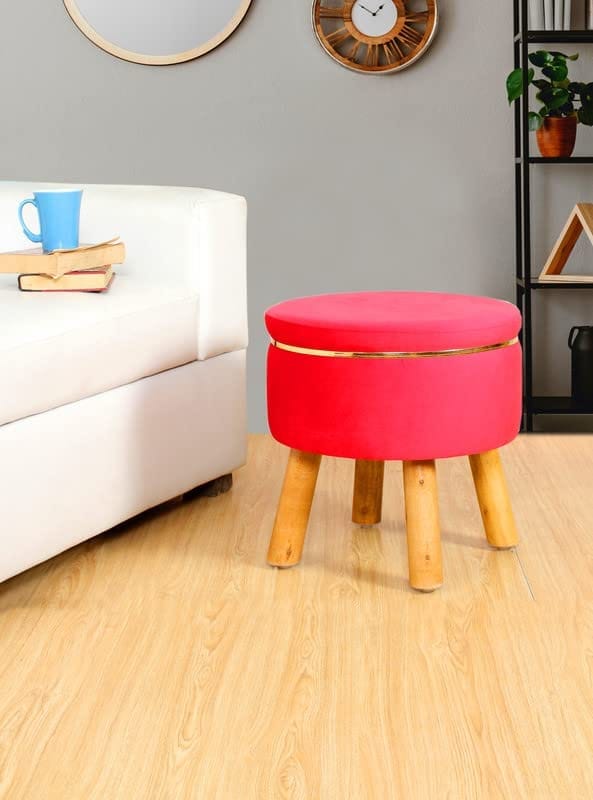 ShadowKart Ottoman Pouffes Sitting Stool for Living Room Furniture Wooden Footstools Puff Mudda Footrest Pouff for Office Home Decor, Combo view 2