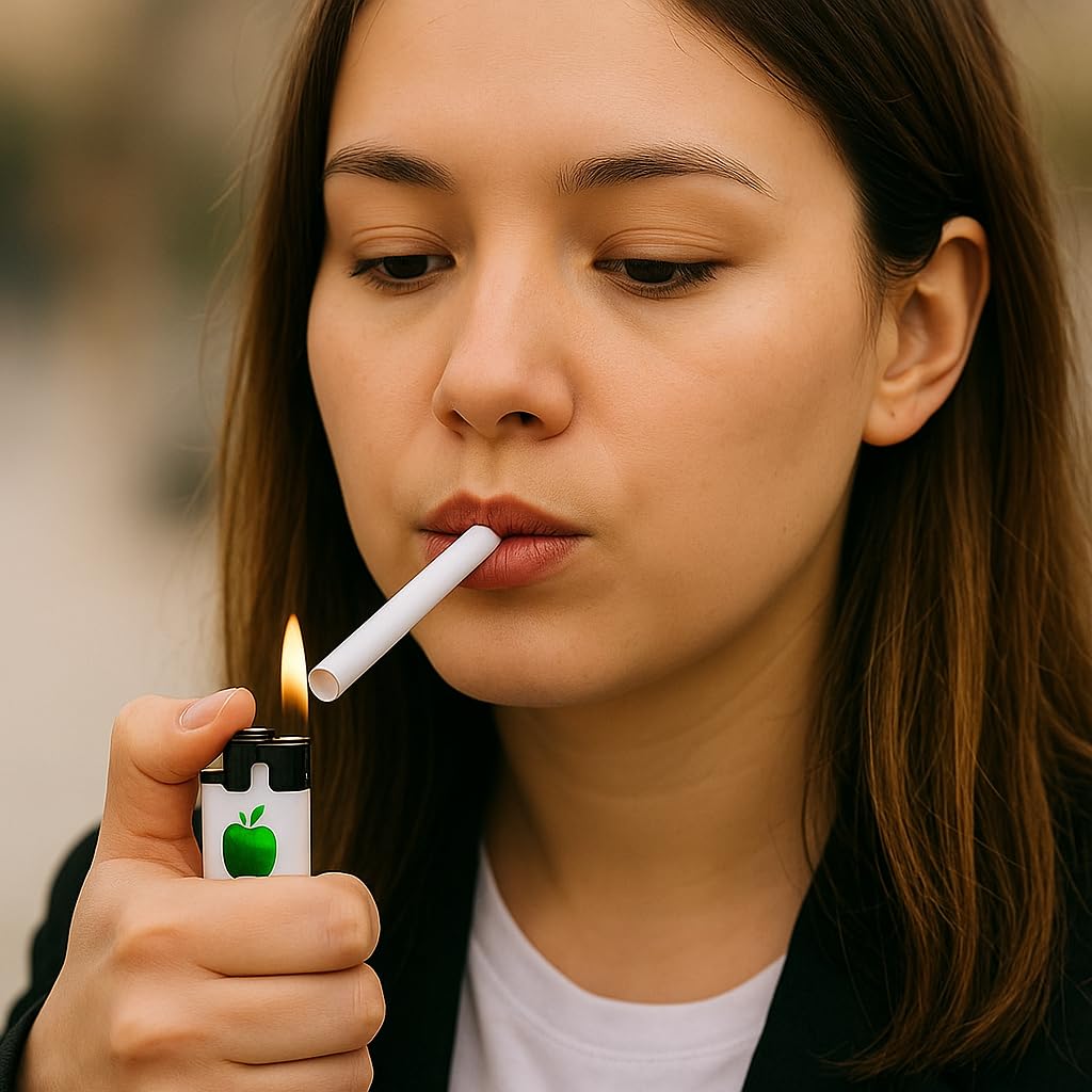 Apple Cigarette Lighter (Pack of 5) � Stylish & Durable Windproof Pocket Lighter | Premium White Fancy Lighter | Refillable & Easy to Use | Royal Look Plastic Body | Perfect for Everyday Use view 2