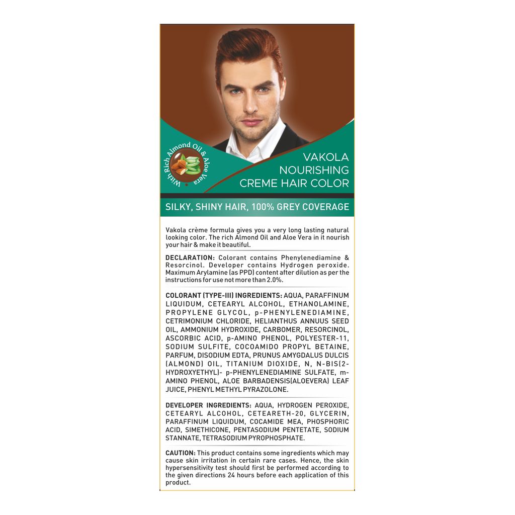 Vakola Natural Brown Hair Color Cream – Pack of 1 (100ml) | Permanent, Long-Lasting Grey Coverage with Almond Oil & Aloe Vera view 2
