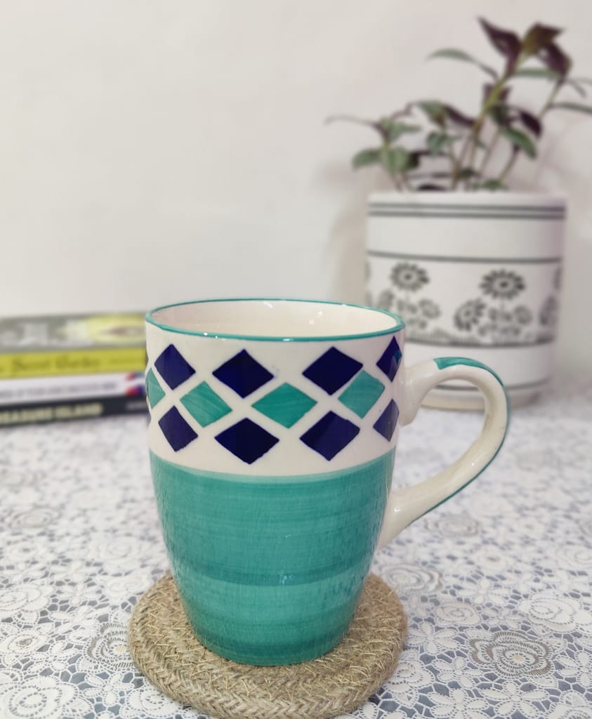 Homefrills Ceramic Hand Crafted-Hand Painted Ceramic Coffee Mug (Green) Suitable for Coffee, Tea, Juice, Cappuccino, etc. (250ml) view 2