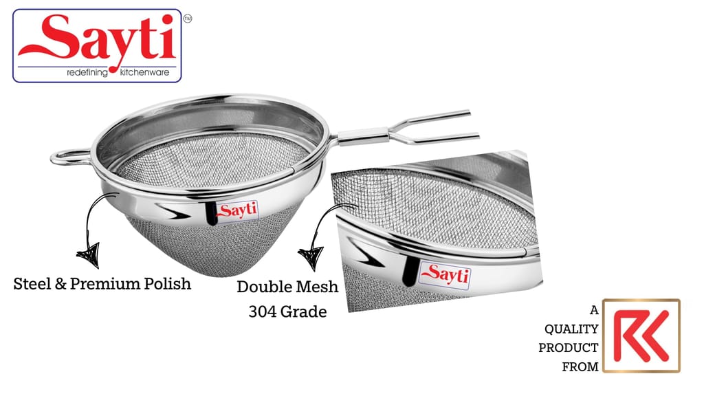 RK Sayti Stainless Steel Conical Strainer Set, 304 Grade Double Mesh, Premium Polish, 4 Sizes (S/M/L/XL) view 2