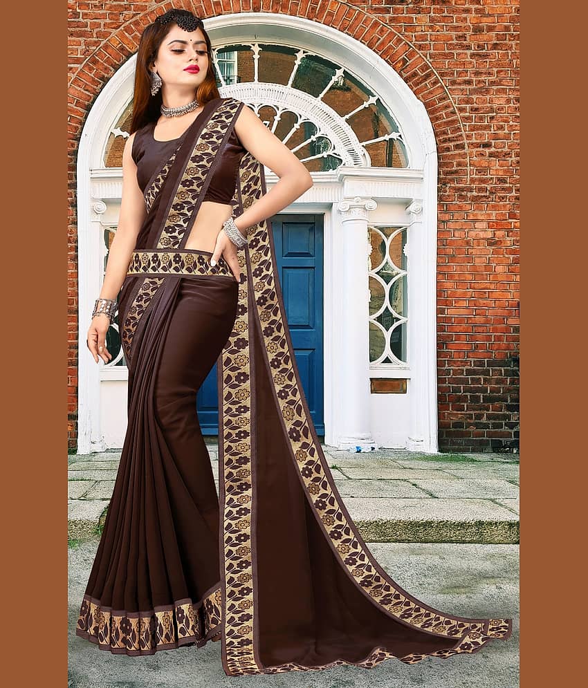 WXW Fashion Lycra Embroidered Regular Saree With Unstitched Blouse Piece ( Maroon ) view 2