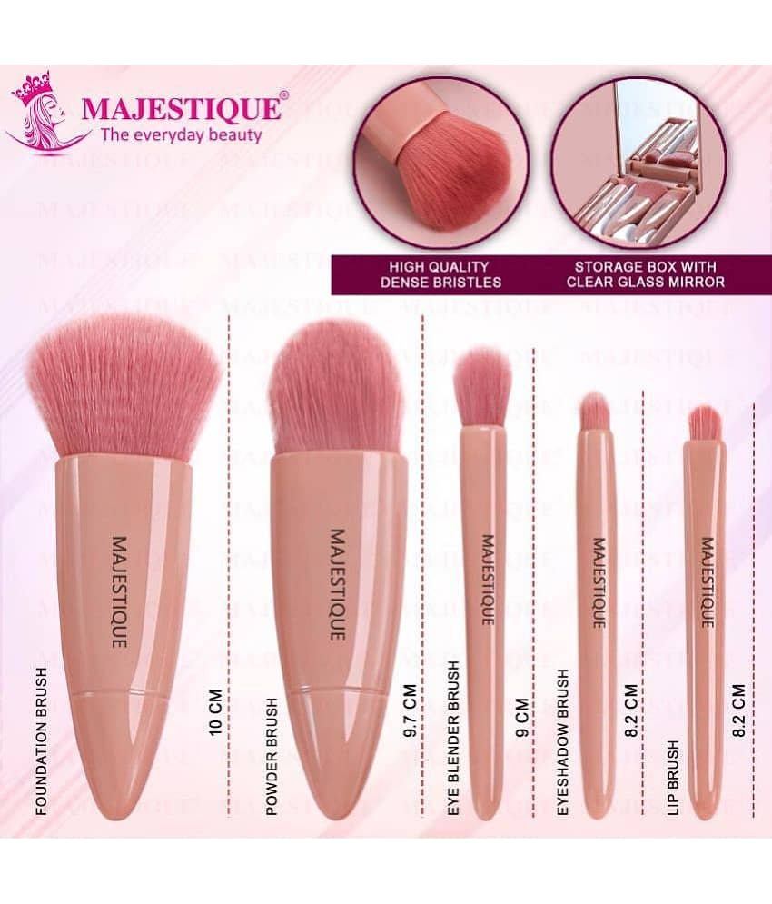 Majestique Travel Friendly Make-Up Kit with Mirror, Ultra-Soft Bristles for Face, Lip Eye - 6 Pcs view 2