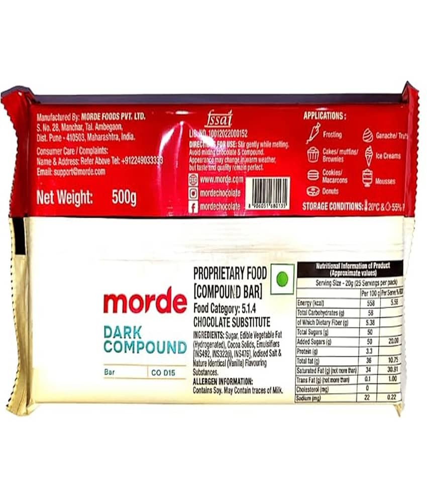 KONFIZ MORDE Dark Chocolate Compound Slab Hard Candies 500 gm view 2
