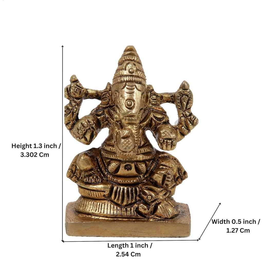 Handcrafted Brass Right Trunk Ganesha / Idol | Ganpati for Temple Office Home view 2